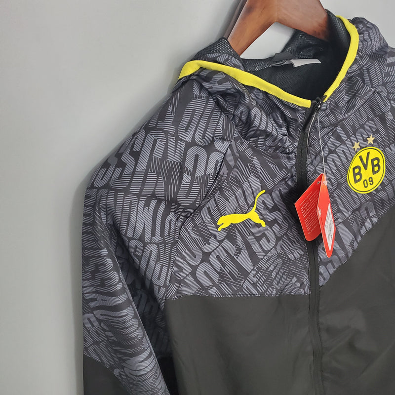 jaqueta corta vento-borussia dortmund-cinza-puma-neymar-messi-cr7-futebol