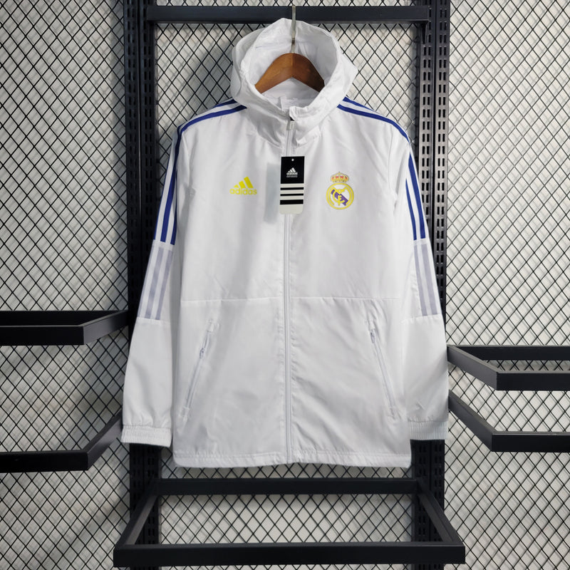 jaqueta corta vento-real madrid-branca-adidas-neymar-messi-cr7-futebol
