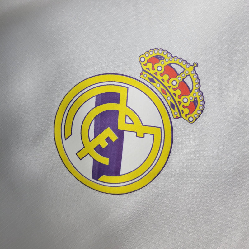 jaqueta corta vento-real madrid-branca-adidas-neymar-messi-cr7-futebol