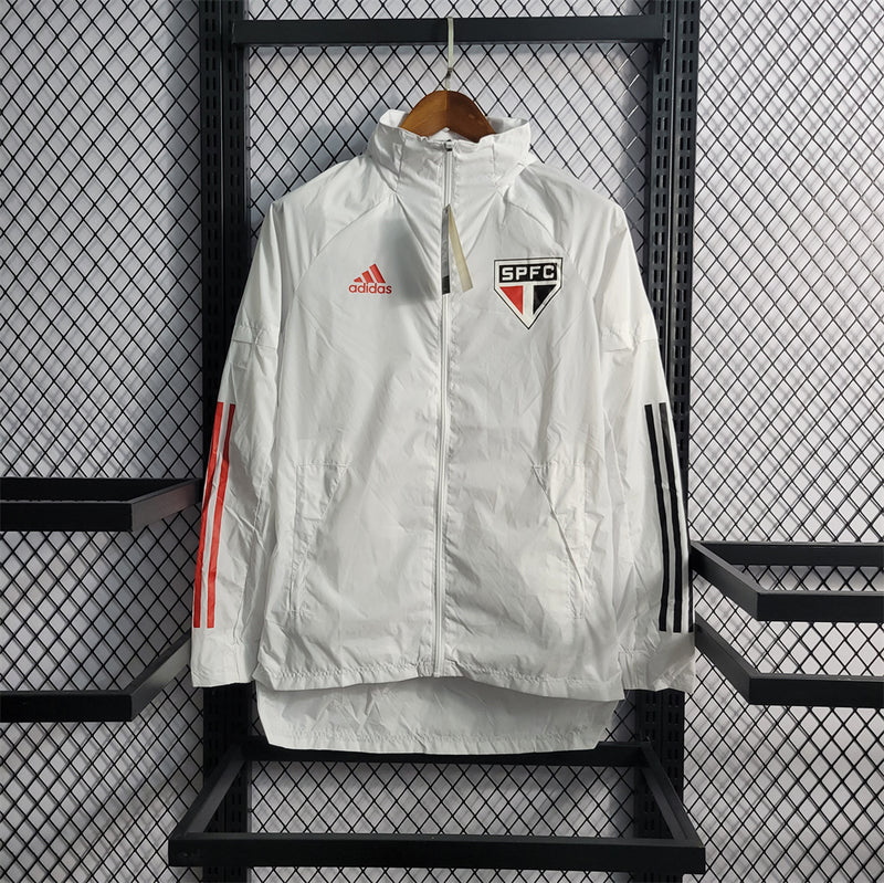 jaqueta corta vento-são paulo-branca-adidas-neymar-messi-cr7-futebol