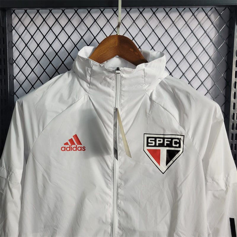 jaqueta corta vento-são paulo-branca-adidas-neymar-messi-cr7-futebol