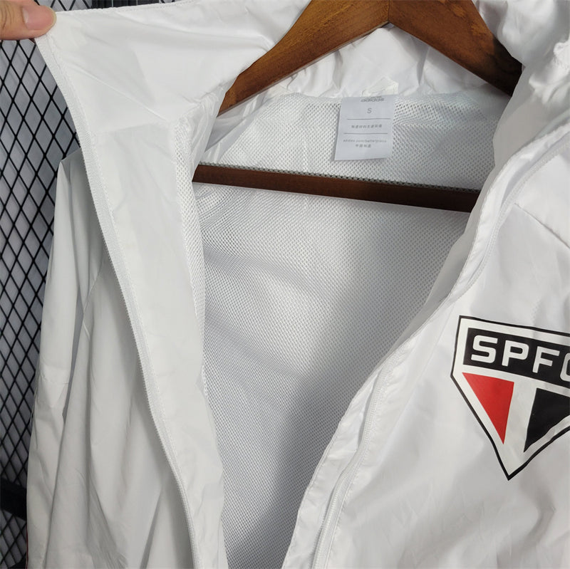 jaqueta corta vento-são paulo-branca-adidas-neymar-messi-cr7-futebol