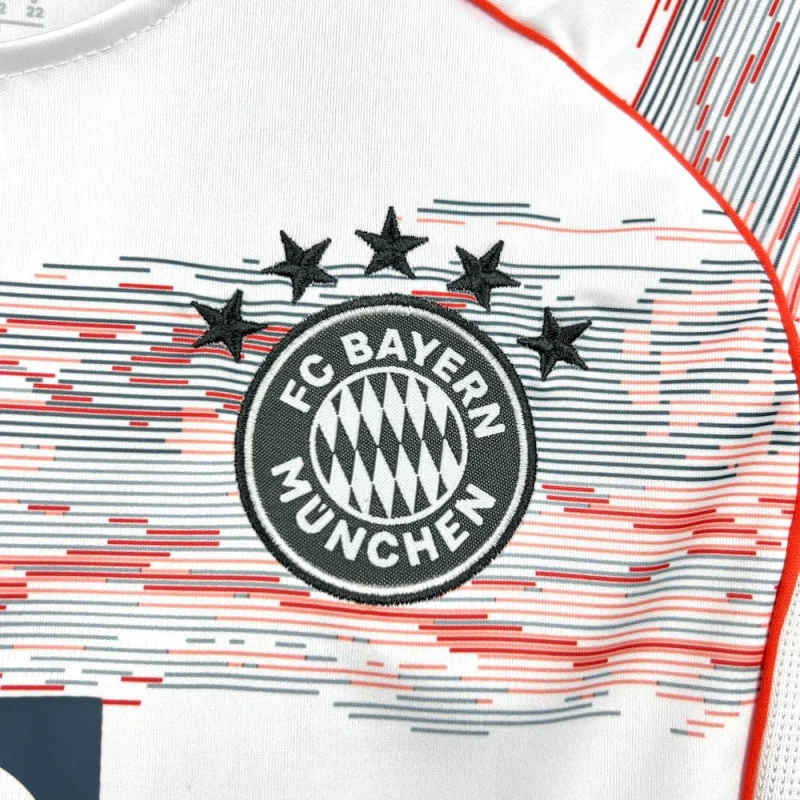 kit infantil-bayern de munique-away-ii-2-branca-t-mobile-adidas-25-26-neymar-messi-cr7-futebol