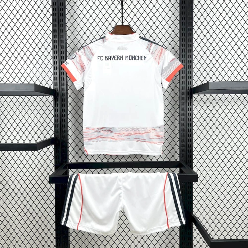 kit infantil-bayern de munique-away-ii-2-branca-t-mobile-adidas-25-26-neymar-messi-cr7-futebol