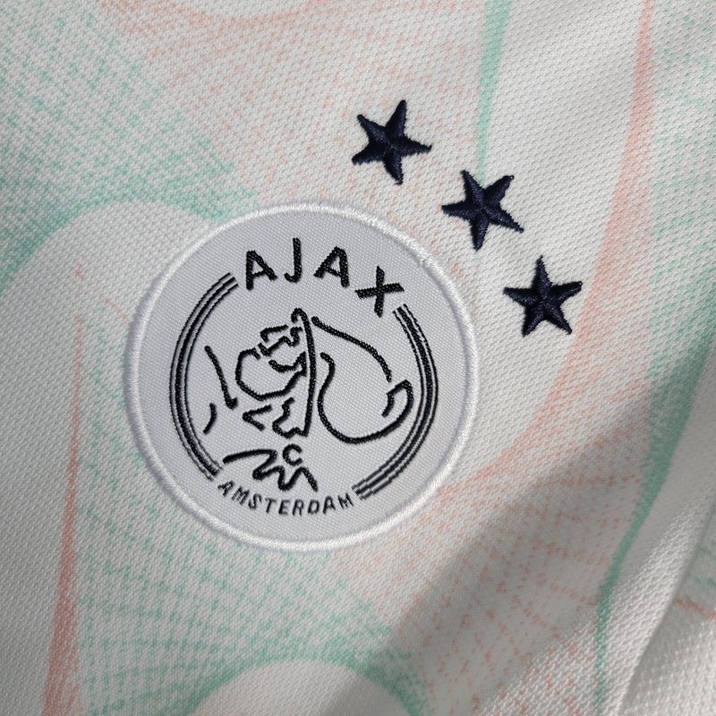 kit infantil-ajax-away-i-1-branca-ziggo-adidas-23-24-neymar-messi-cr7-futebol 