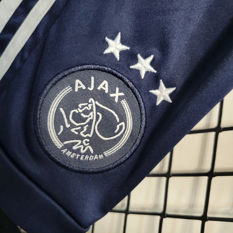 kit infantil-ajax-away-i-1-branca-ziggo-adidas-23-24-neymar-messi-cr7-futebol 