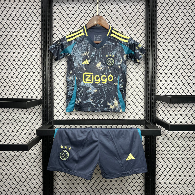 kit infantil-ajax-mesclada-ziggo-adidas-away-ii-2-24-25-neymar-messi-cr7-futebol