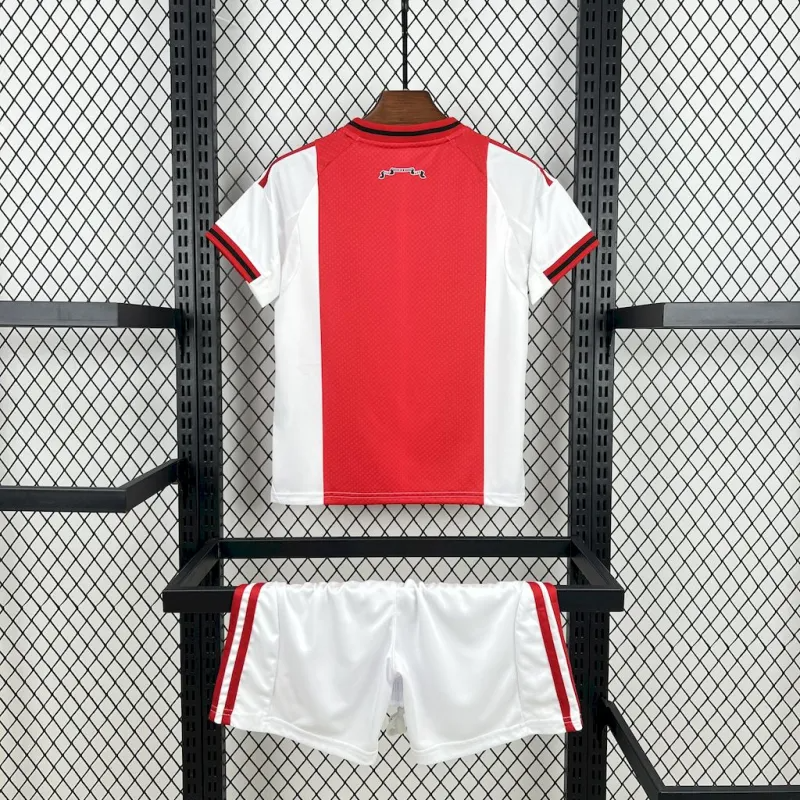 kit infantil-ajax-home-i-1-vermelho e branco-ziggo-adidas-25-26-neymar-messi-cr7-futebol