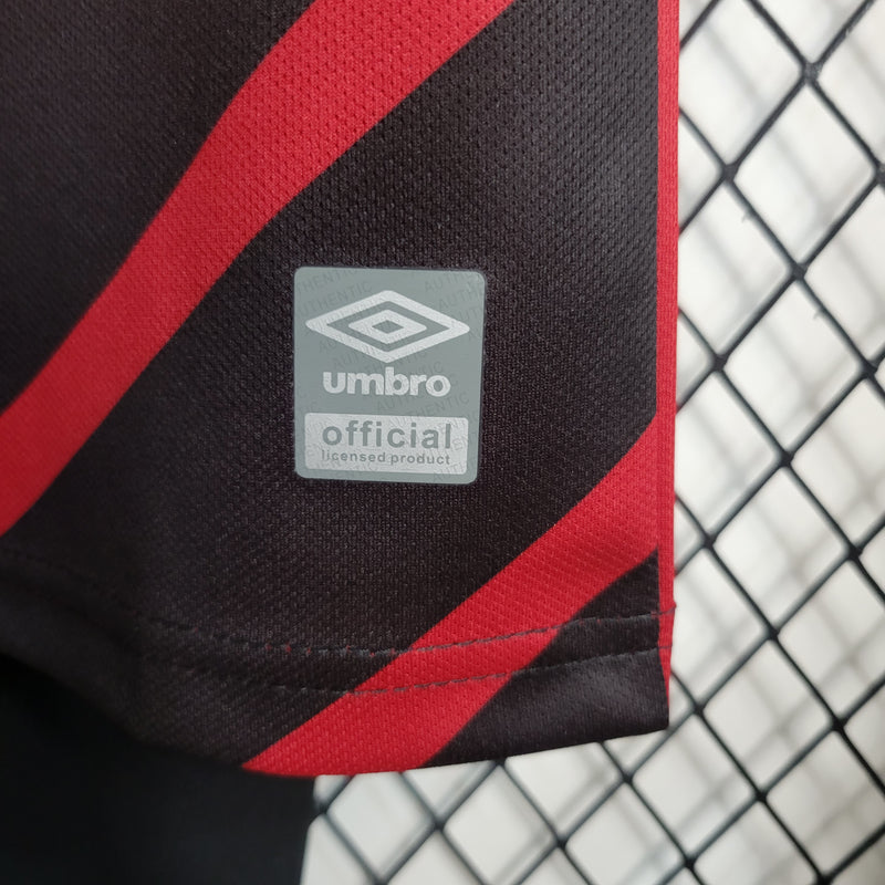 kit infantil-athletico paranaense-home-i-1-vermelho-umbro-23-24-neymar-messi-cr7-futebol