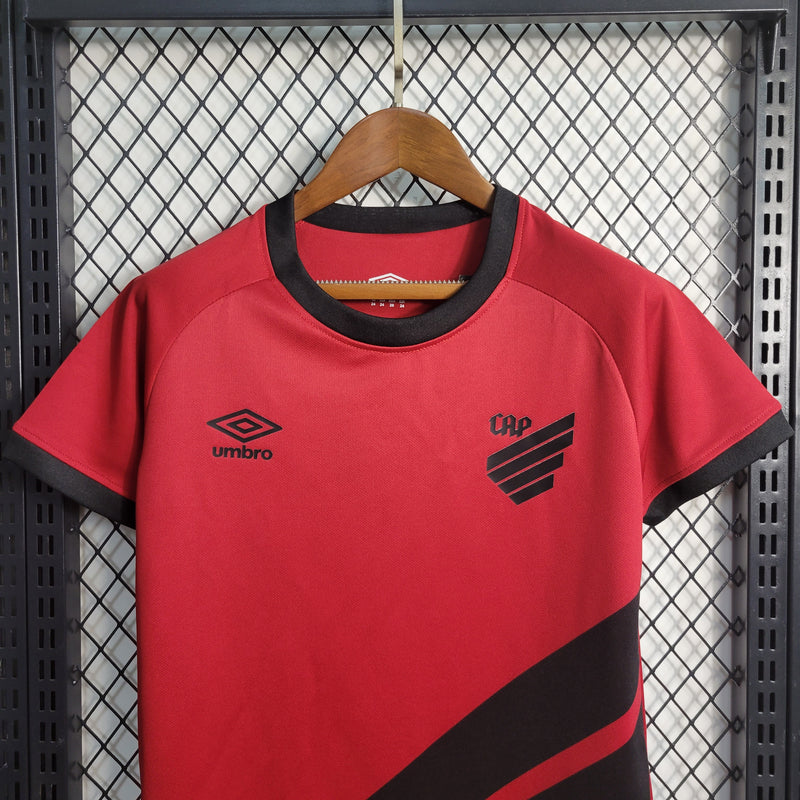 kit infantil-athletico paranaense-home-i-1-vermelho-umbro-23-24-neymar-messi-cr7-futebol