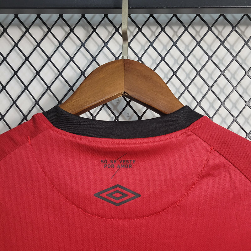 kit infantil-athletico paranaense-home-i-1-vermelho-umbro-23-24-neymar-messi-cr7-futebol