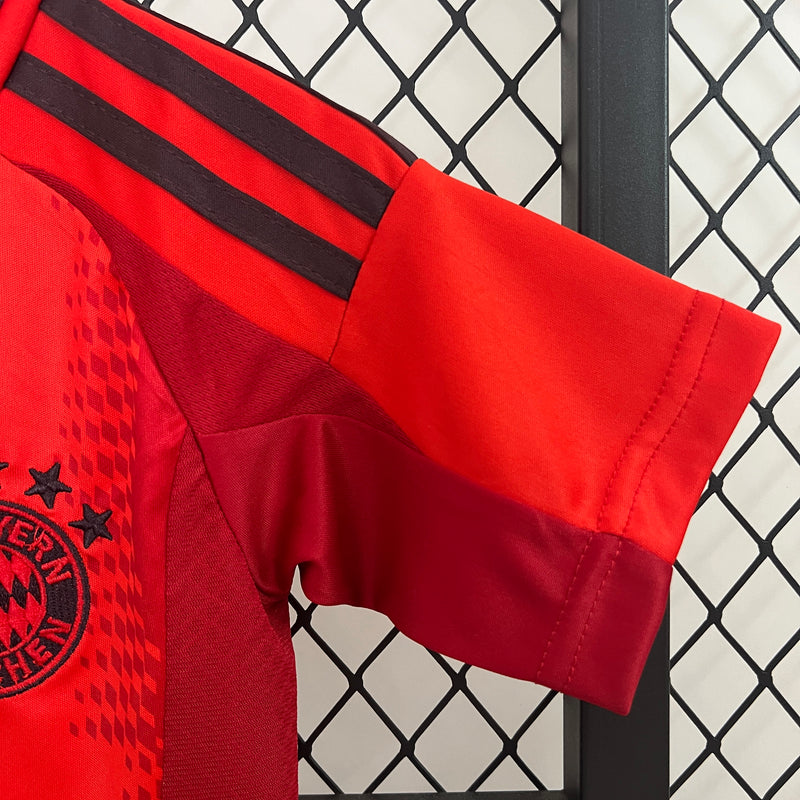 kit infantil-bayern de munique-home-i-1-vermelho-t-mobile-adidas-24-25-neymar-messi-cr7-futebol 