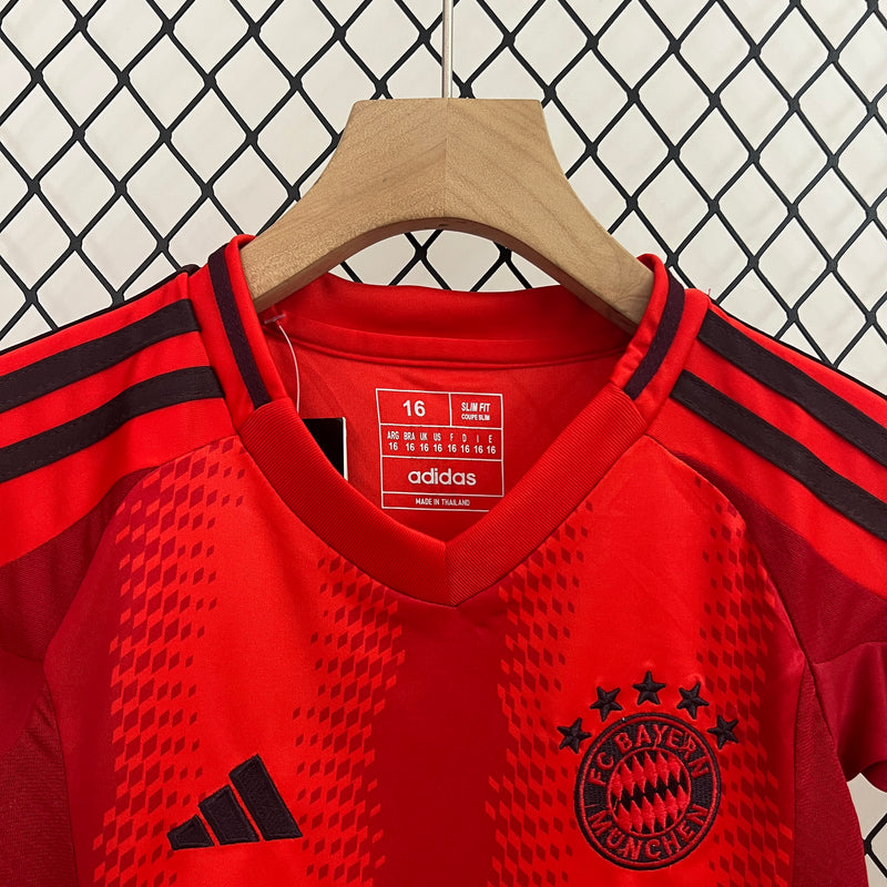 kit infantil-bayern de munique-home-i-1-vermelho-t-mobile-adidas-24-25-neymar-messi-cr7-futebol 