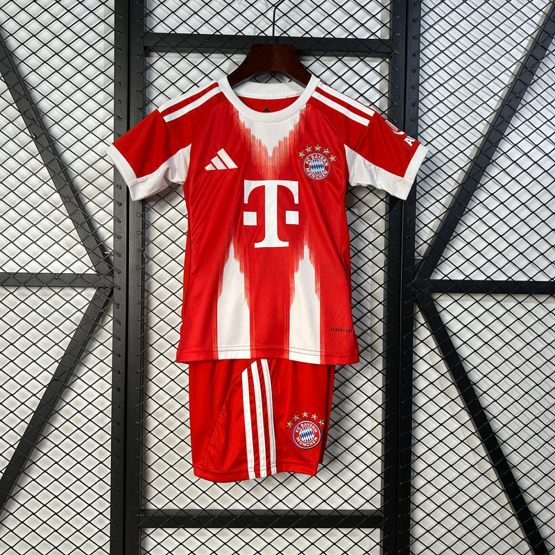 kit infantil- bayern de munique-home-i-1-vermelho-t-mobile-adidas-25-26-neymar-messi-cr7-futebol 