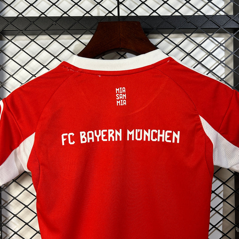 kit infantil- bayern de munique-home-i-1-vermelho-t-mobile-adidas-25-26-neymar-messi-cr7-futebol 