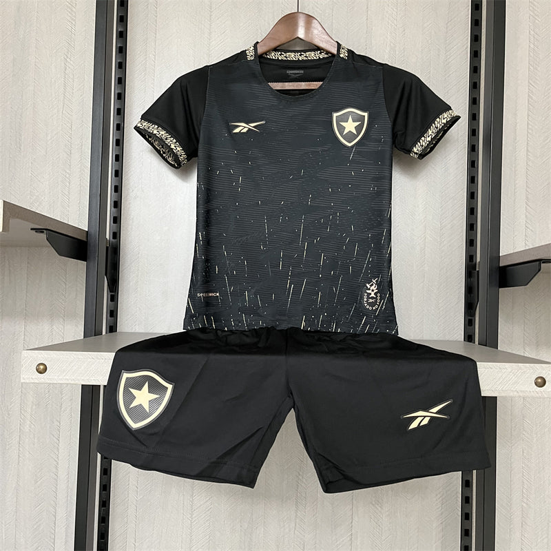 kit infantil-botafogo-away-ii-2-preta-reebok-24-25-neymar-messi-cr7-futebol