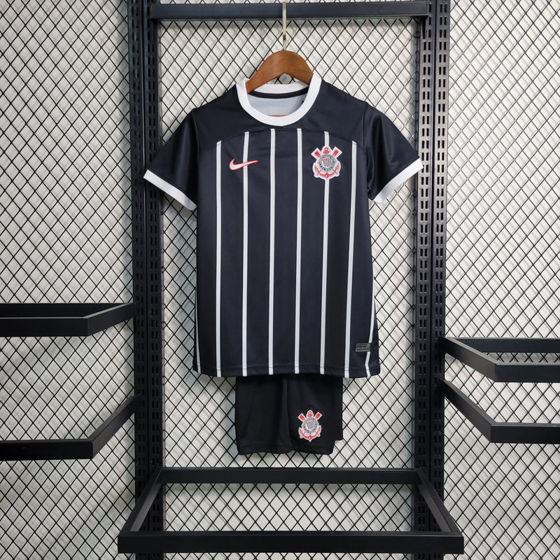 kit infantil-corinthians-away-ii-2-listrado-nike-23-24-neymar-messi-cr7-futebol