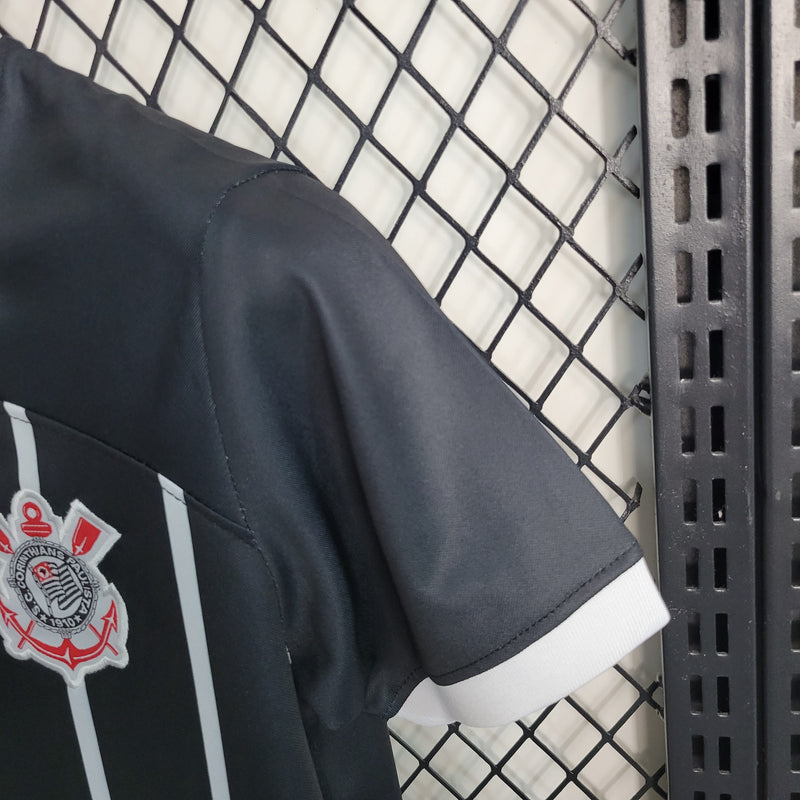 kit infantil-corinthians-away-ii-2-listrado-nike-23-24-neymar-messi-cr7-futebol
