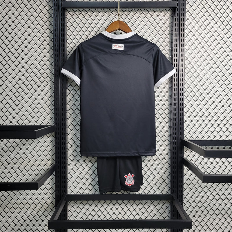 kit infantil-corinthians-away-ii-2-listrado-nike-23-24-neymar-messi-cr7-futebol