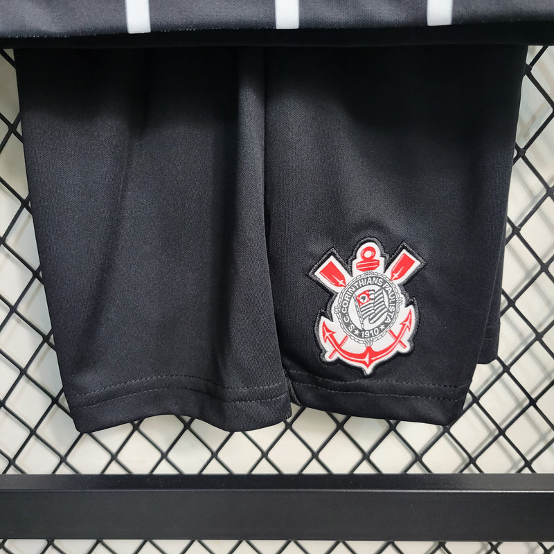 kit infantil-corinthians-away-ii-2-listrado-nike-23-24-neymar-messi-cr7-futebol