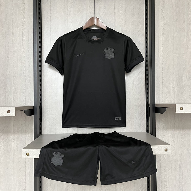 kit infantil-corinthians-away-ii-2-preto-nike-24-25-neymar-messi-cr7-futebol