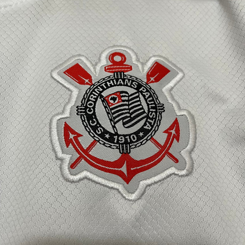 kit infantil-corinthians-home-i-1-branca-nike-24-25-neymar-messi-cr7-futebol