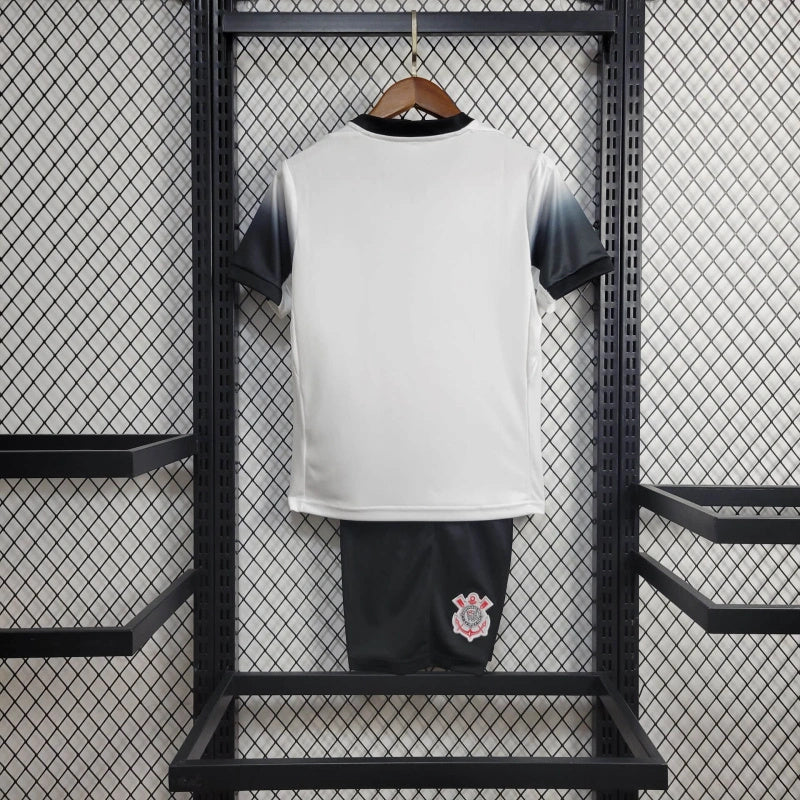 kit infantil-corinthians-home-i-1-branco-vai de bet-nike-24-25-neymar-messi-cr7-futebol