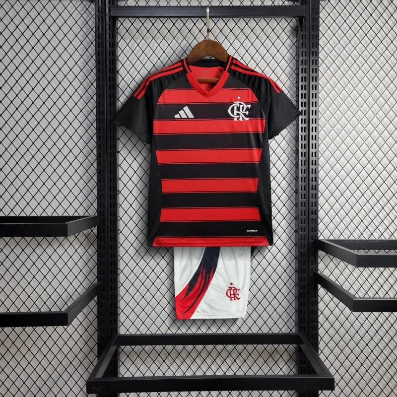 kit infantil-flamengo-home-i-1-rubro negro-adidas-25-26-neymar-messi-cr7-futebol