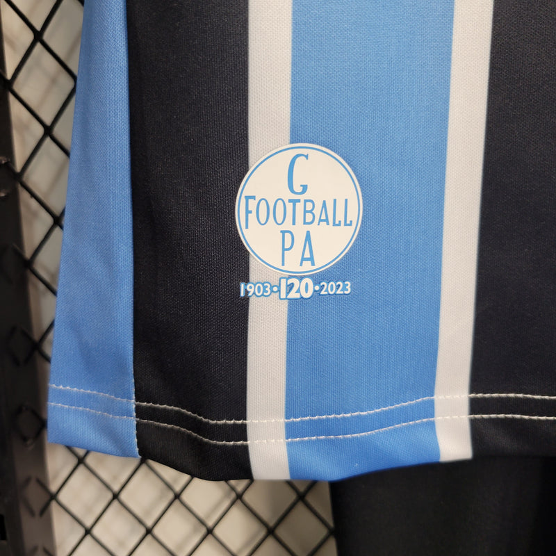 kit infantil-grêmio-home-i-1-tricolor-banrisul-umbro-23-24-neymar-messi-cr7-futebol 