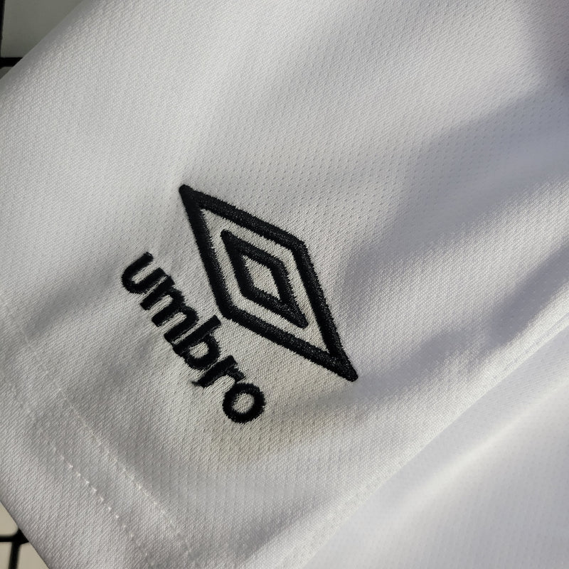 kit infantil-santos-home-i-1-branca-umbro-23-24-neymar-messi-cr7-futebol