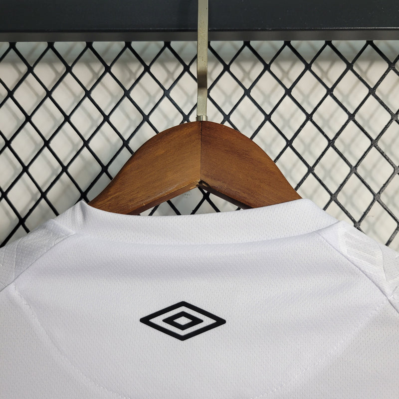 kit infantil-santos-home-i-1-branca-umbro-23-24-neymar-messi-cr7-futebol