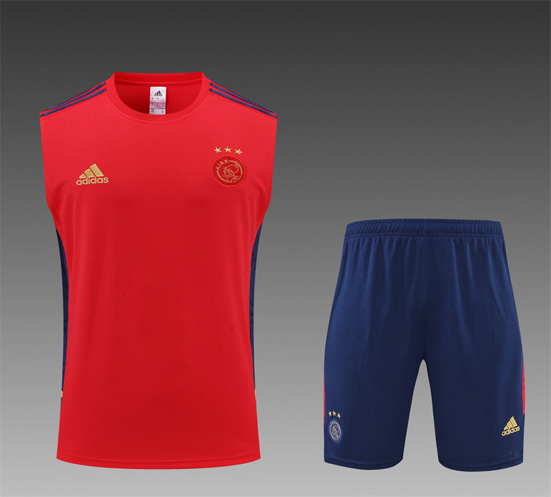 kit treino-ajax-vermelho e azul-adidas-23-24-neymar-messi-cr7-futebol