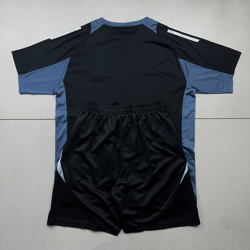 kit treino-manchester united-preto-t3 tezos-adidas-24-25-neymar-messi-cr7-futebol