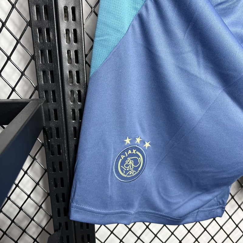 shorts-ajax-away-azul-adidas-24-25-neymar-messi-cr7-futebol 